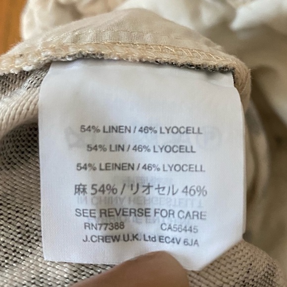 J. Crew Leopard Print Ruffle Waist Cropped Linen Pants - Picture 8 of 9